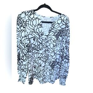 Belle by Kim Gravel Monochrome Floral Blouse